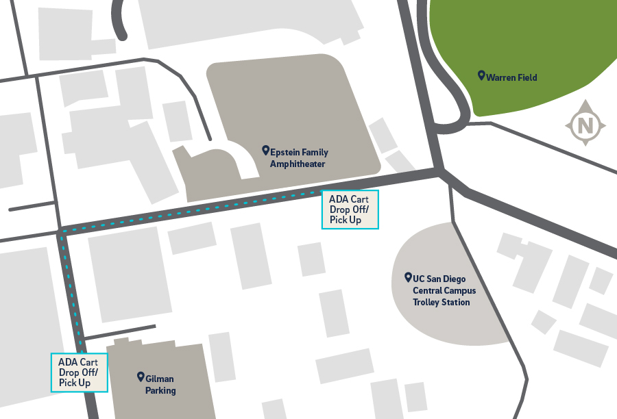 ADA Parking Directions for Epstein Family Amphitheater and Warren Field