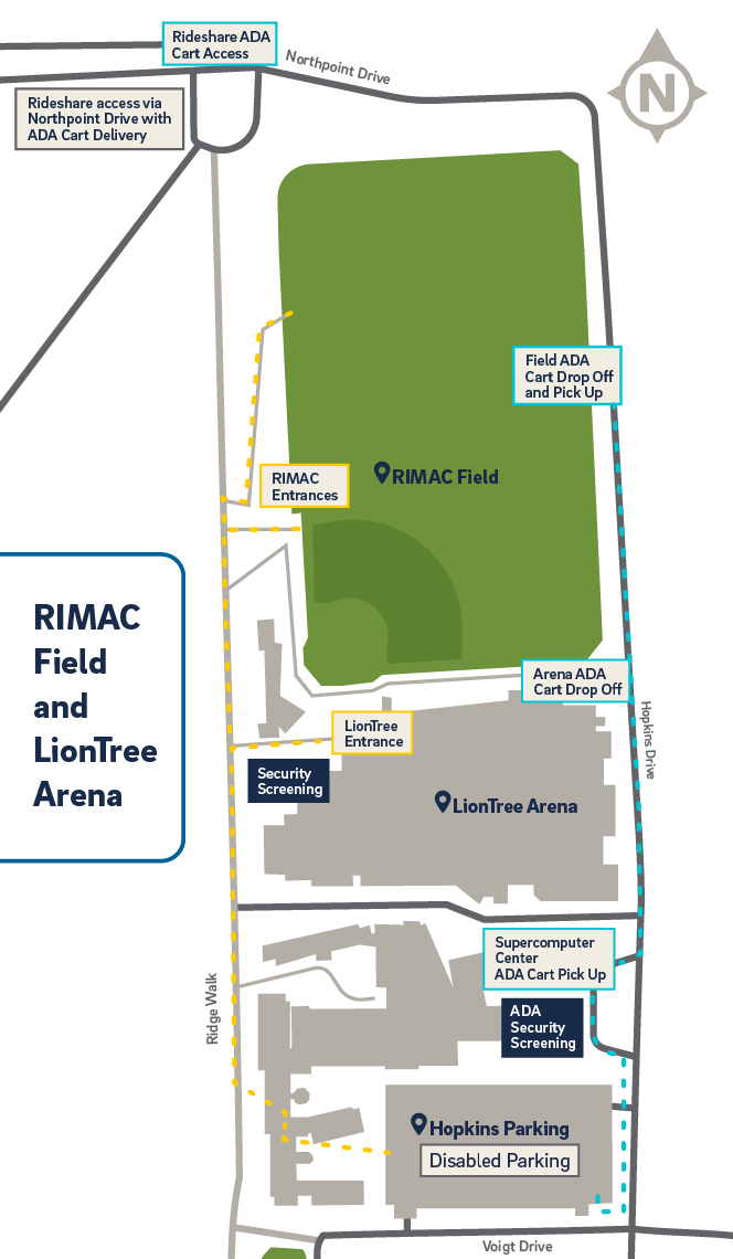 ADA Parking Directions for LionTree Arena and RIMAC Field